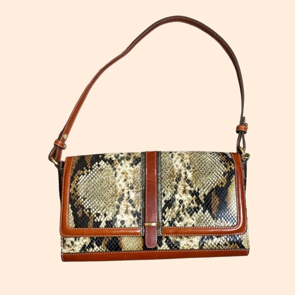 Brahmin Bags Brahmin Snake Leather Flap Shoulder Bag Poshmark